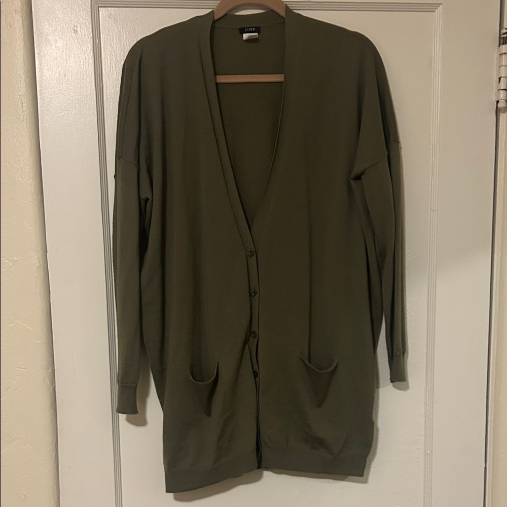 J. Crew Khaki Button-Up Sweater
